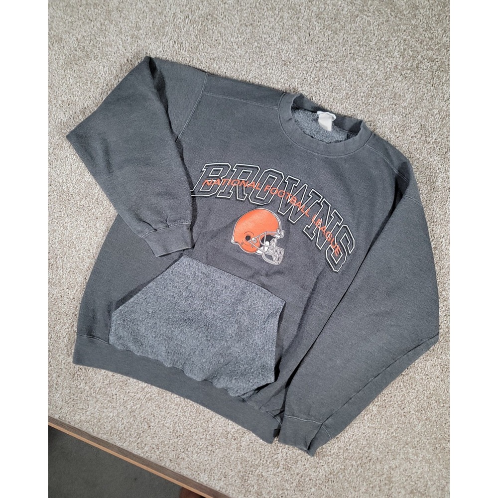 Vintage Cleveland Browns Sweatshirt Mens Medium Gray NFL Pocket Crewneck 90s USA